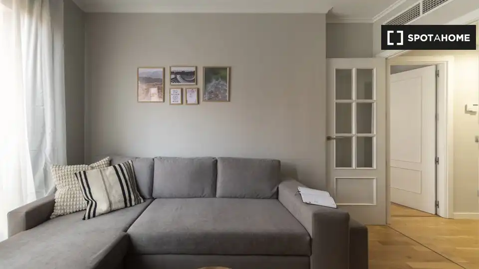 Living room of Flat for rent in Madrid  with Air Conditioner, Heating and Furnished