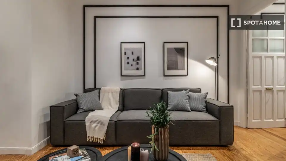 Sala d'estar de Apartament per a compartir en Madrid amb Aire condicionat, Terrassa i Moblat