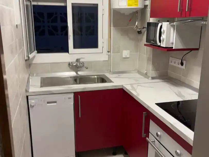 Küche von Wohnung zur Miete in L'Ampolla mit Klimaanlage, Abstellraum und Möbliert