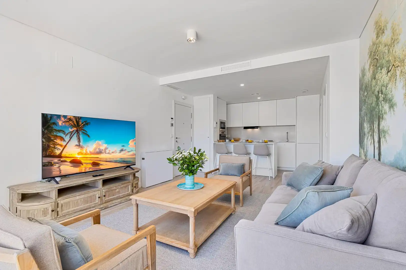 Sala de estar de Apartamento de alquiler en Mijas con Aire acondicionado, Calefacción y Jardín privado