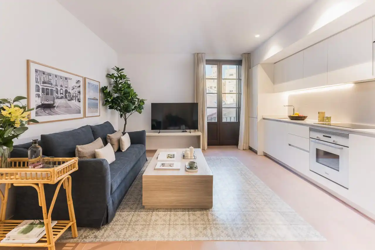 Living room of Flat for rent in Barcelona  with Air Conditioner, Heating and Private garden