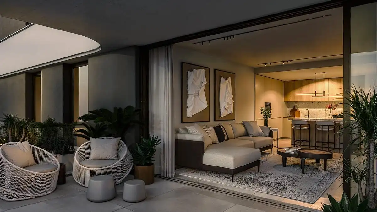 Wohnzimmer von Wohnungen zum Verkauf in Estepona mit Klimaanlage, Terrasse und Abstellraum