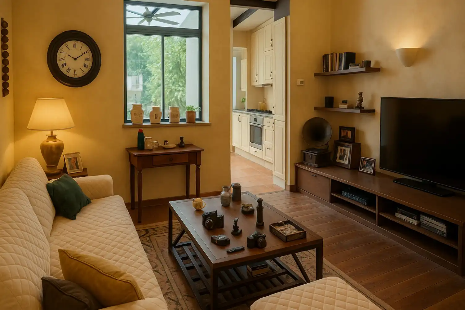 Wohnzimmer von Wohnungen zur Miete in Barcelona mit Klimaanlage, Heizung und Privatgarten