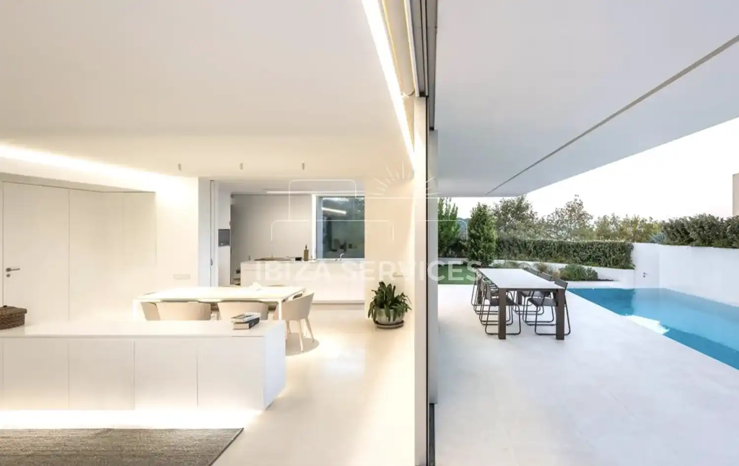 Terraza de Casa o chalet de alquiler en Santa Eulària des Riu con Aire acondicionado, Jardín privado y Piscina