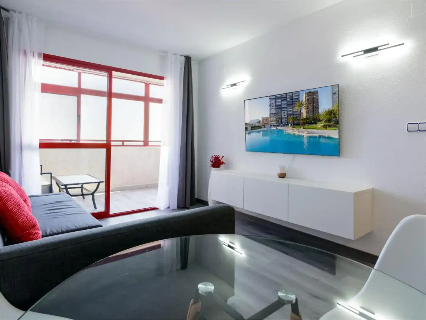 Living room of Apartments for rent in Benidorm  with Air Conditioner, Private garden and Swimming Pool