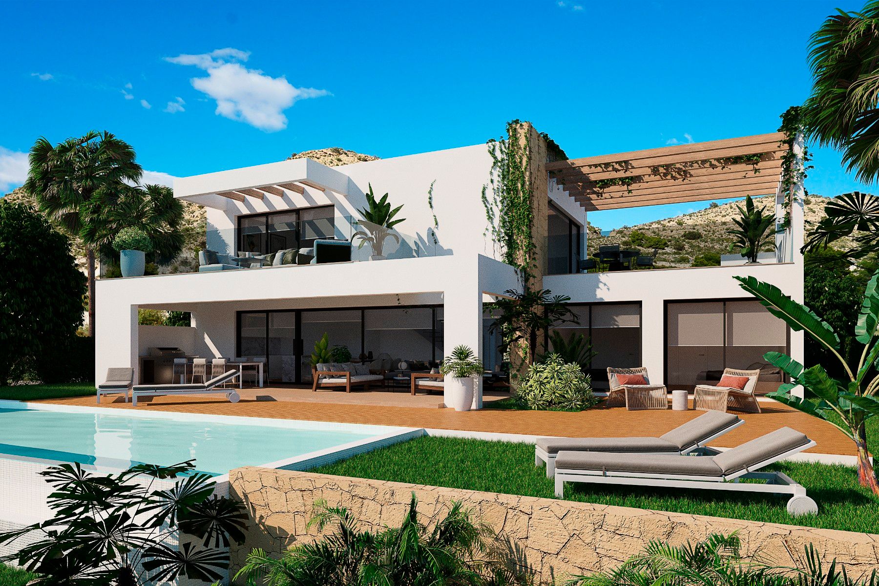 Vista exterior de Casa o xalet en venda en Monforte del Cid amb Aire condicionat, Calefacció i Jardí privat