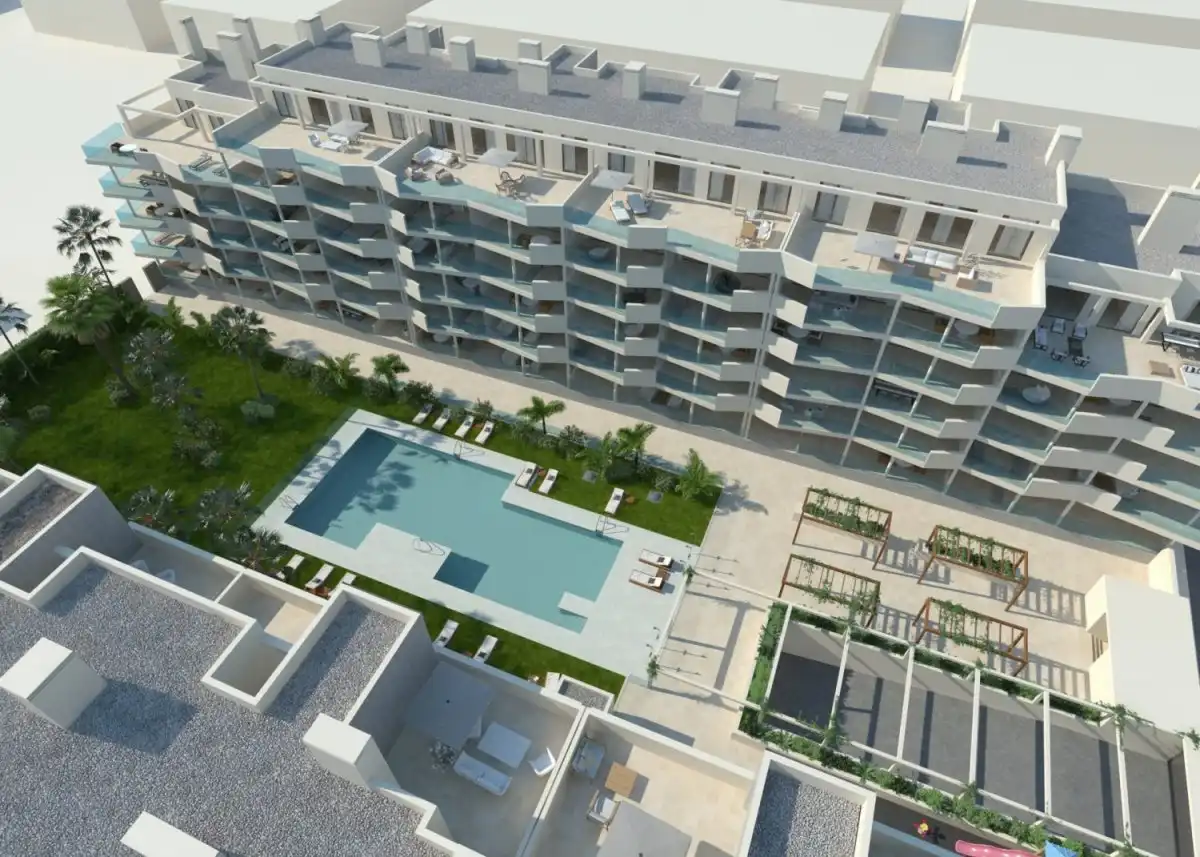 Außenansicht von Wohnung zum Verkauf in Mijas mit Klimaanlage, Privatgarten und Terrasse