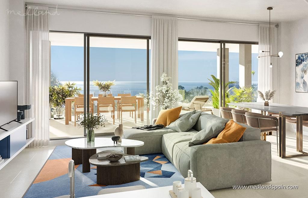 Sala d'estar de Apartament en venda en Benalmádena amb Aire condicionat, Terrassa i Traster