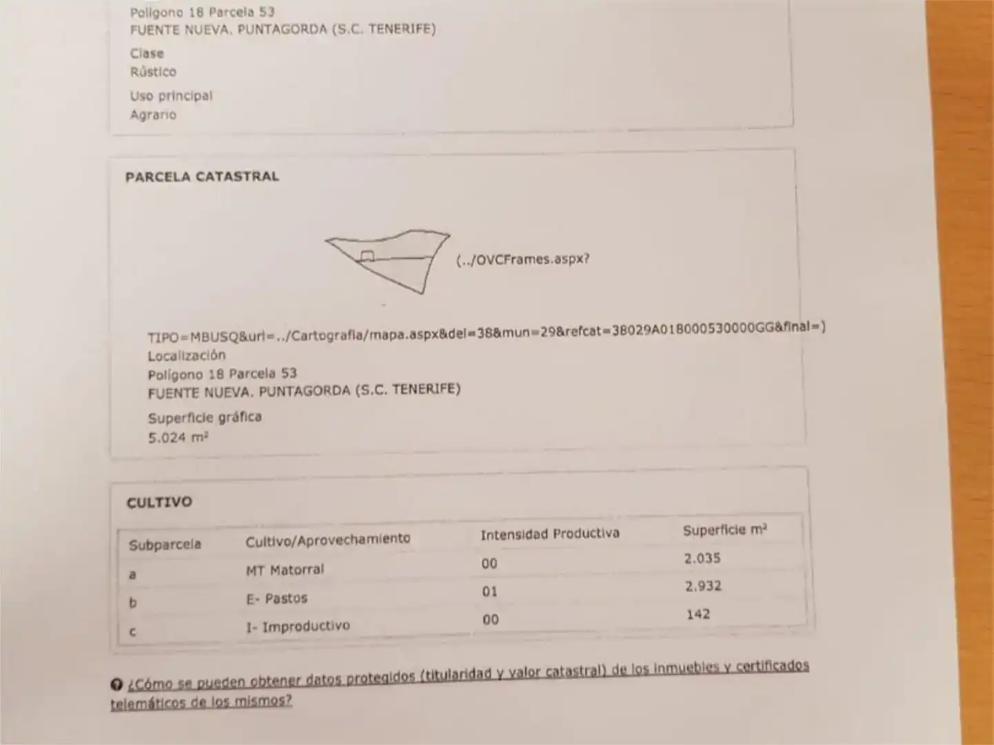 Finca rústica en venta en Puntagorda