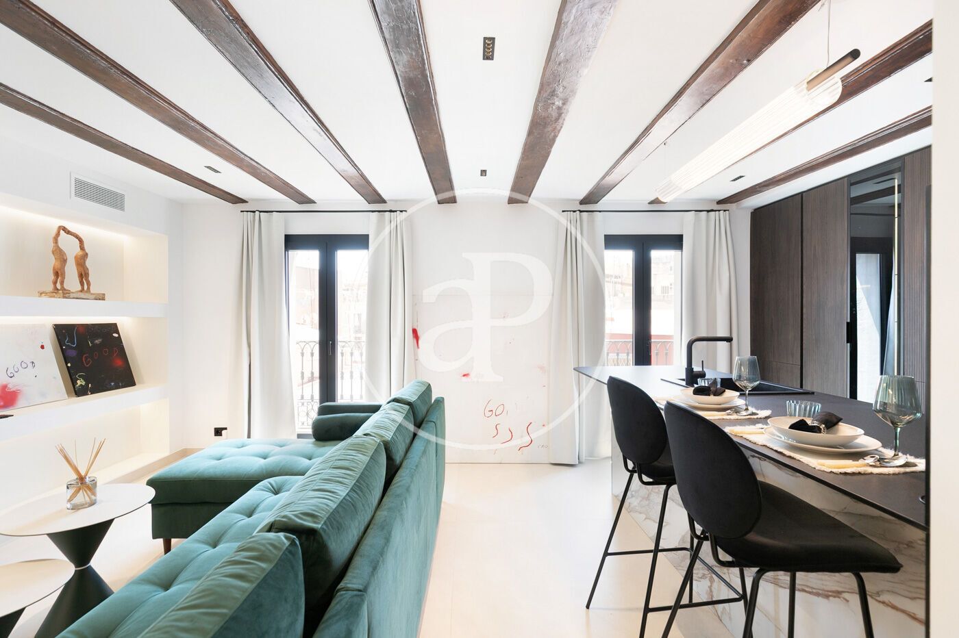Sala d'estar de Pis en venda en  Barcelona Capital amb Aire condicionat, Calefacció i Moblat