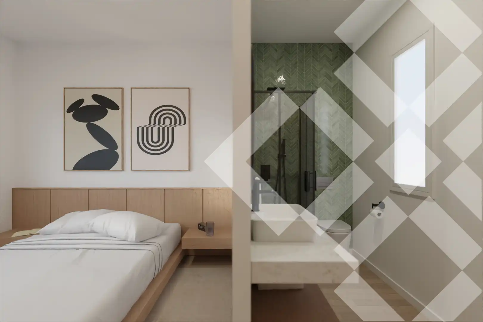 Schlafzimmer von Wohnung zum Verkauf in Barcelona mit Klimaanlage, Heizung und Parkett