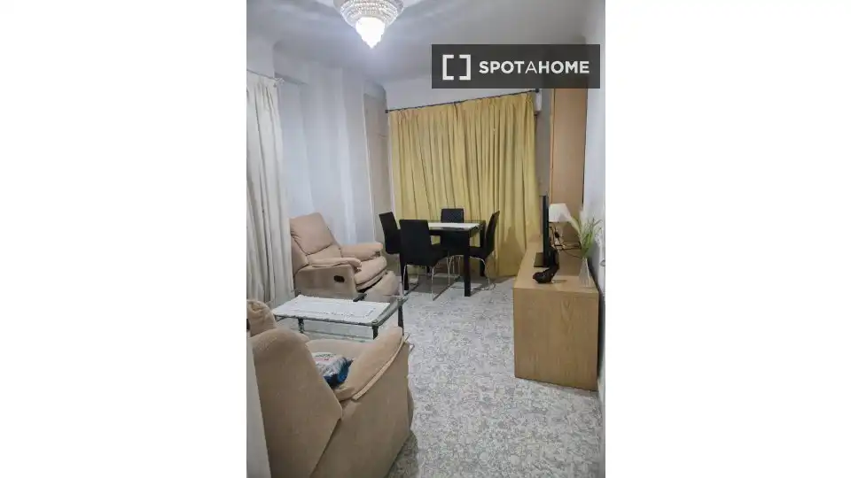 Sala d'estar de Apartament per a compartir en Alicante / Alacant amb Aire condicionat, Terrassa i Moblat