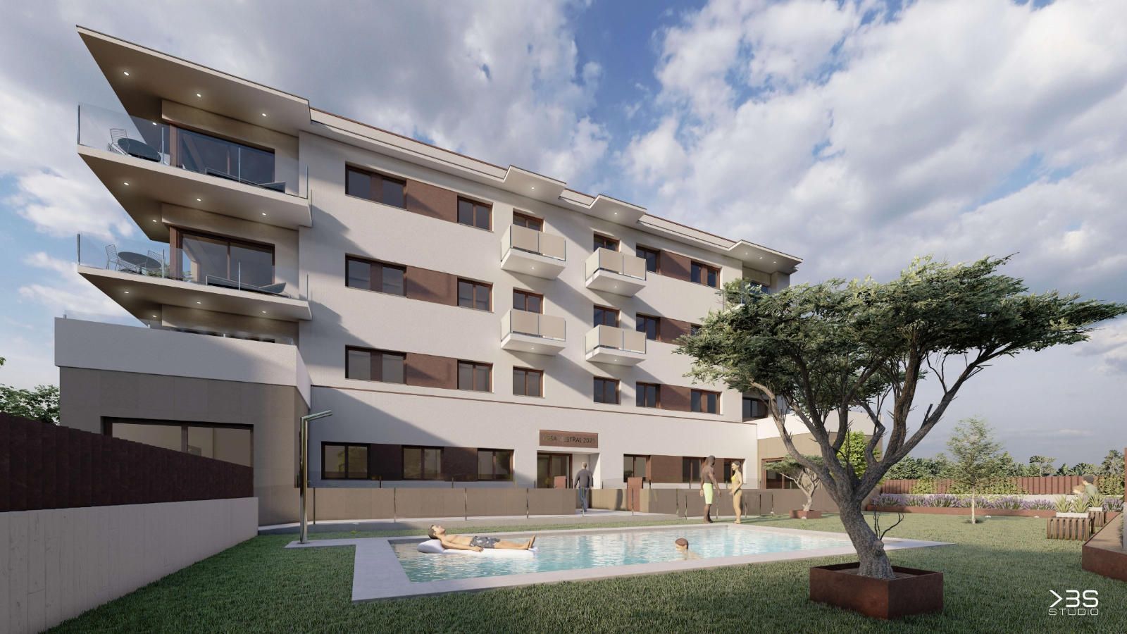 Exterior view of Flat for sale in Santa Coloma de Farners  with Air Conditioner, Terrace and Community pool