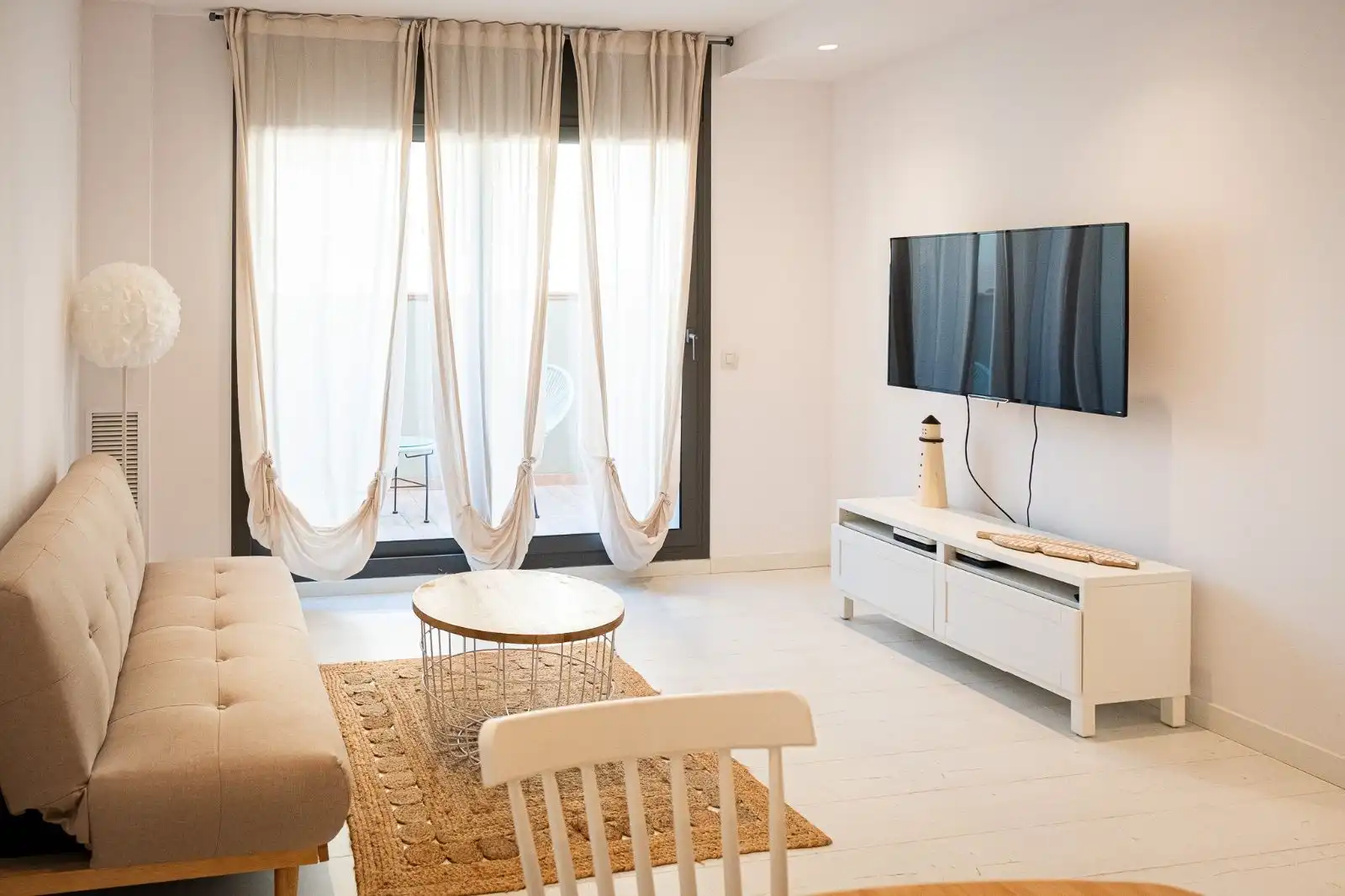 Wohnzimmer von Einfamilien-Reihenhaus zur Miete in Palamós mit Klimaanlage, Heizung und Parkett