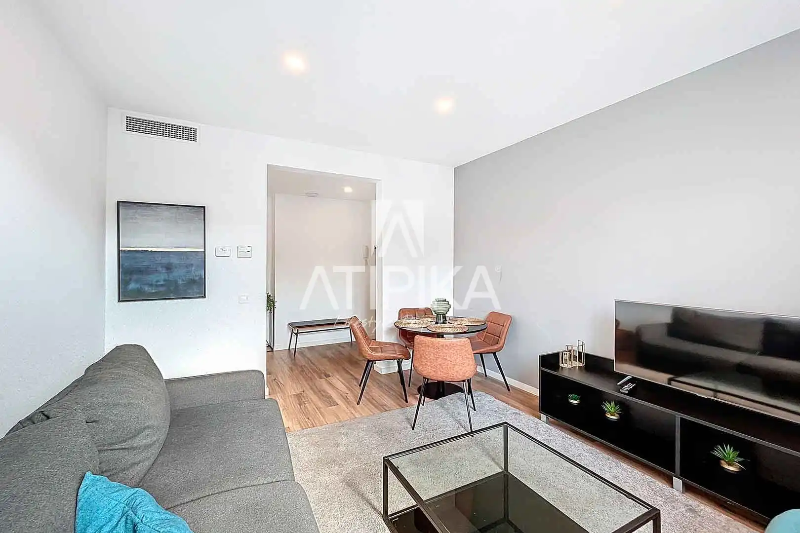 Wohnzimmer von Wohnung zur Miete in Barcelona mit Klimaanlage, Parkett und Terrasse