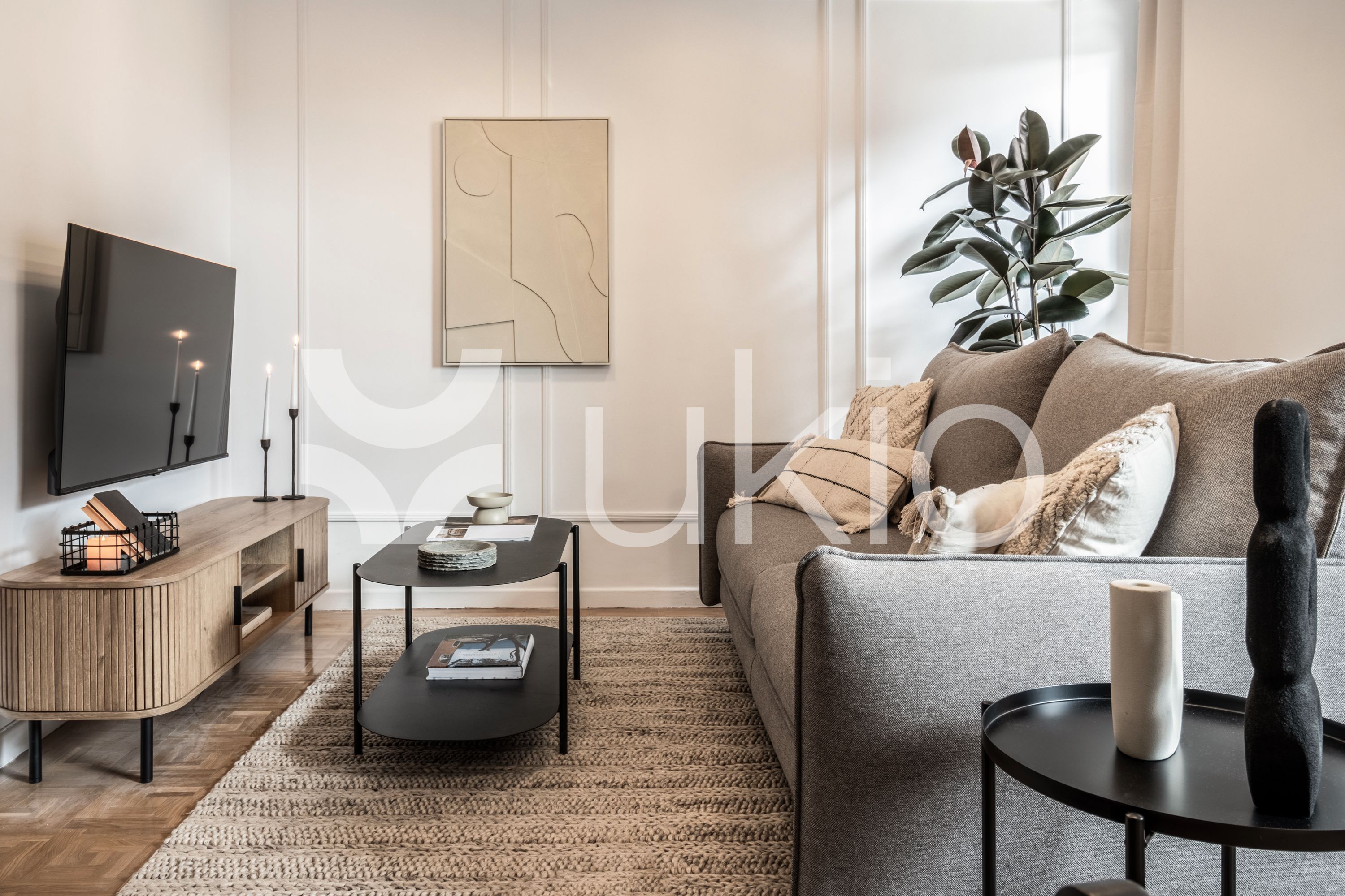Living room of Apartment to rent in  Madrid Capital  with Air Conditioner, Heating and Furnished
