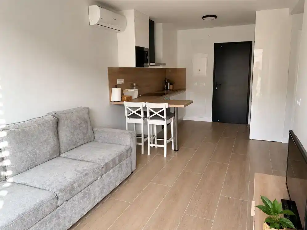 Wohnzimmer von Wohnungen zur Miete in Mogán mit Klimaanlage, Privatgarten und Abstellraum