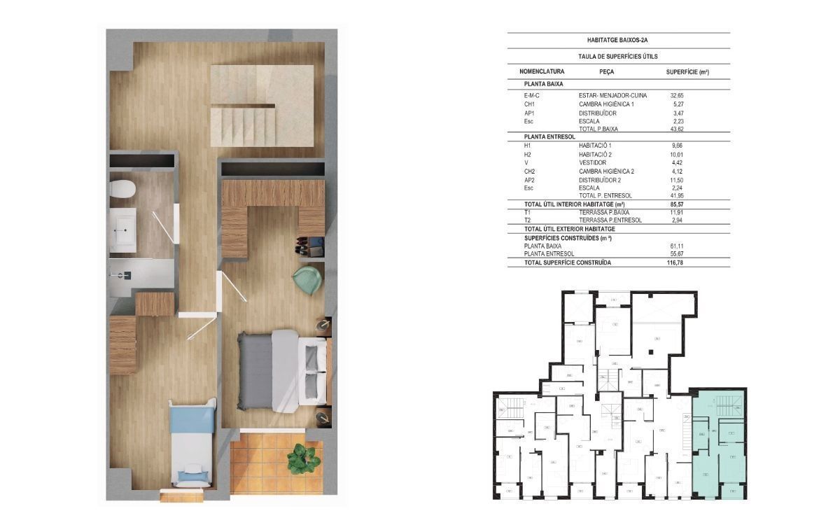 Duplex for sale in Girona Capital  with Air Conditioner and Terrace