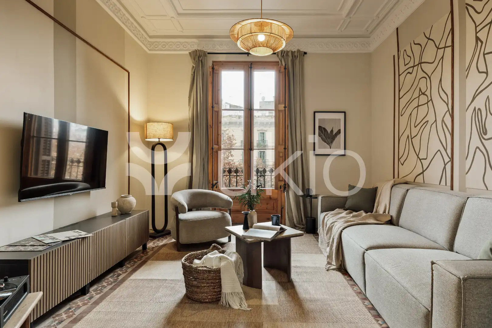 Sala de estar de Apartamento de alquiler en Barcelona con Aire acondicionado, Calefacción y Amueblado