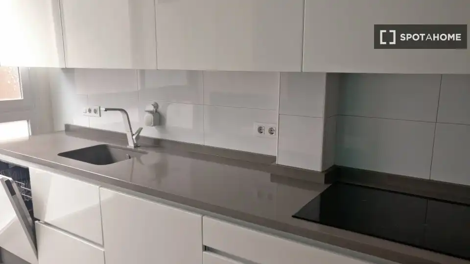 Cuina de Apartament per a compartir en Almería amb Aire condicionat, Terrassa i Moblat
