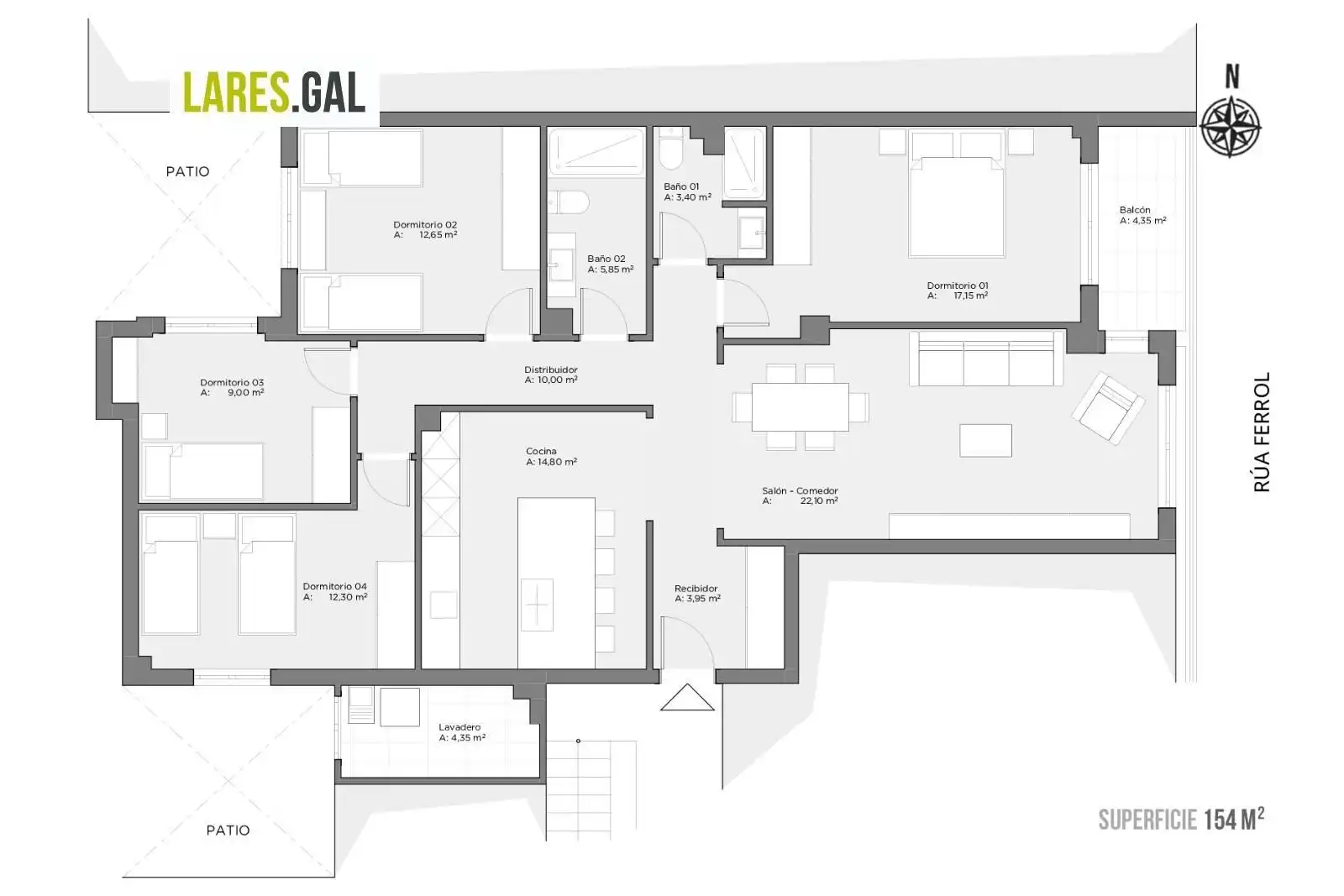 Piso en venta en Cangas  con Calefacción, Parquet y Terraza