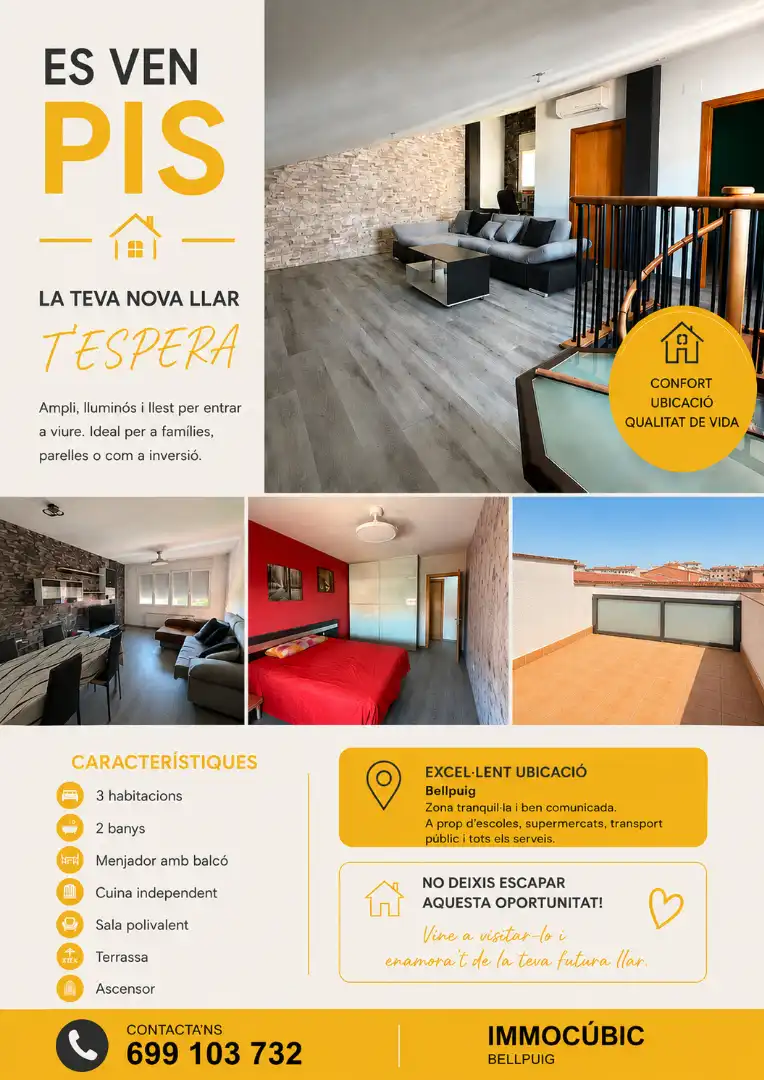 Exterior view of Flat for sale in Bellpuig  with Air Conditioner, Heating and Parquet flooring