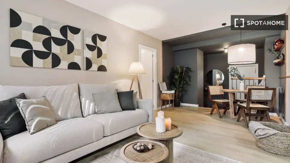 Living room of Flat for rent in Barcelona  with Air Conditioner, Heating and Furnished