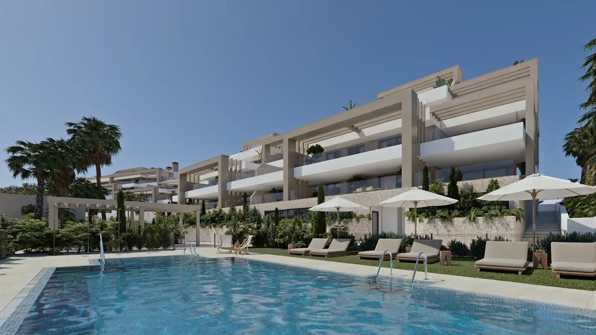 Vista exterior de Apartamento en venta en Estepona con Aire acondicionado, Jardín privado y Terraza