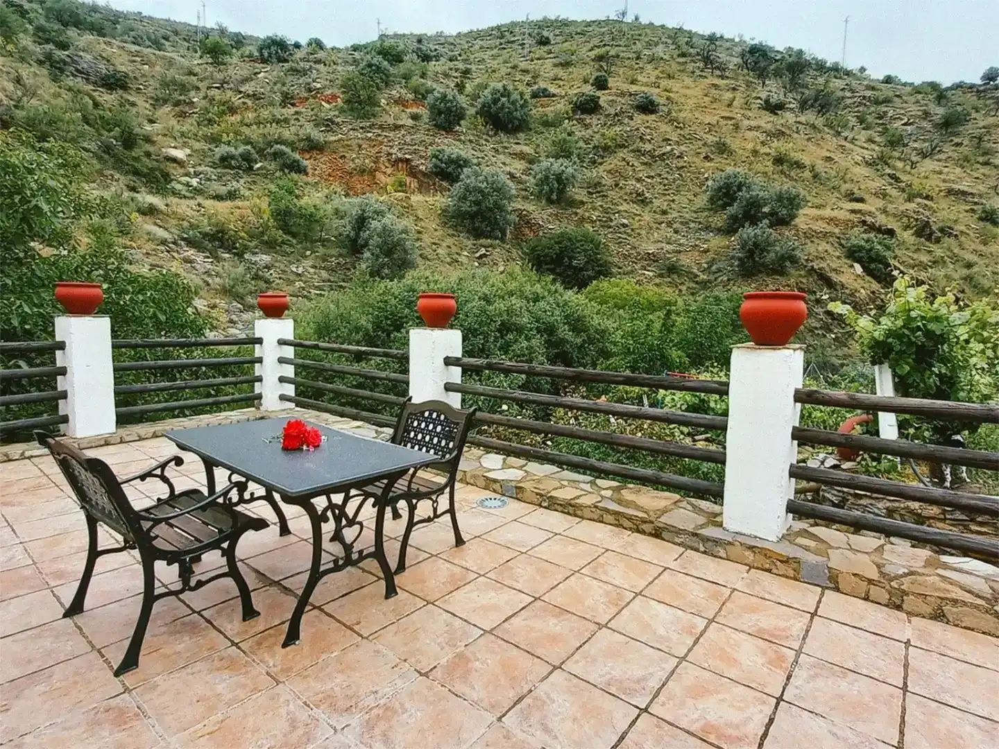 Terrassa de Finca rústica en venda en Laroya amb Jardí privat, Piscina i Moblat