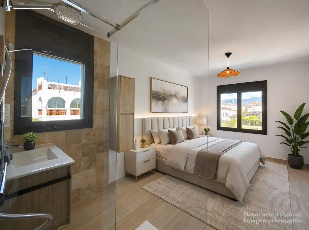 Schlafzimmer von Maisonette zum Verkauf in Empuriabrava mit Klimaanlage, Heizung und Terrasse
