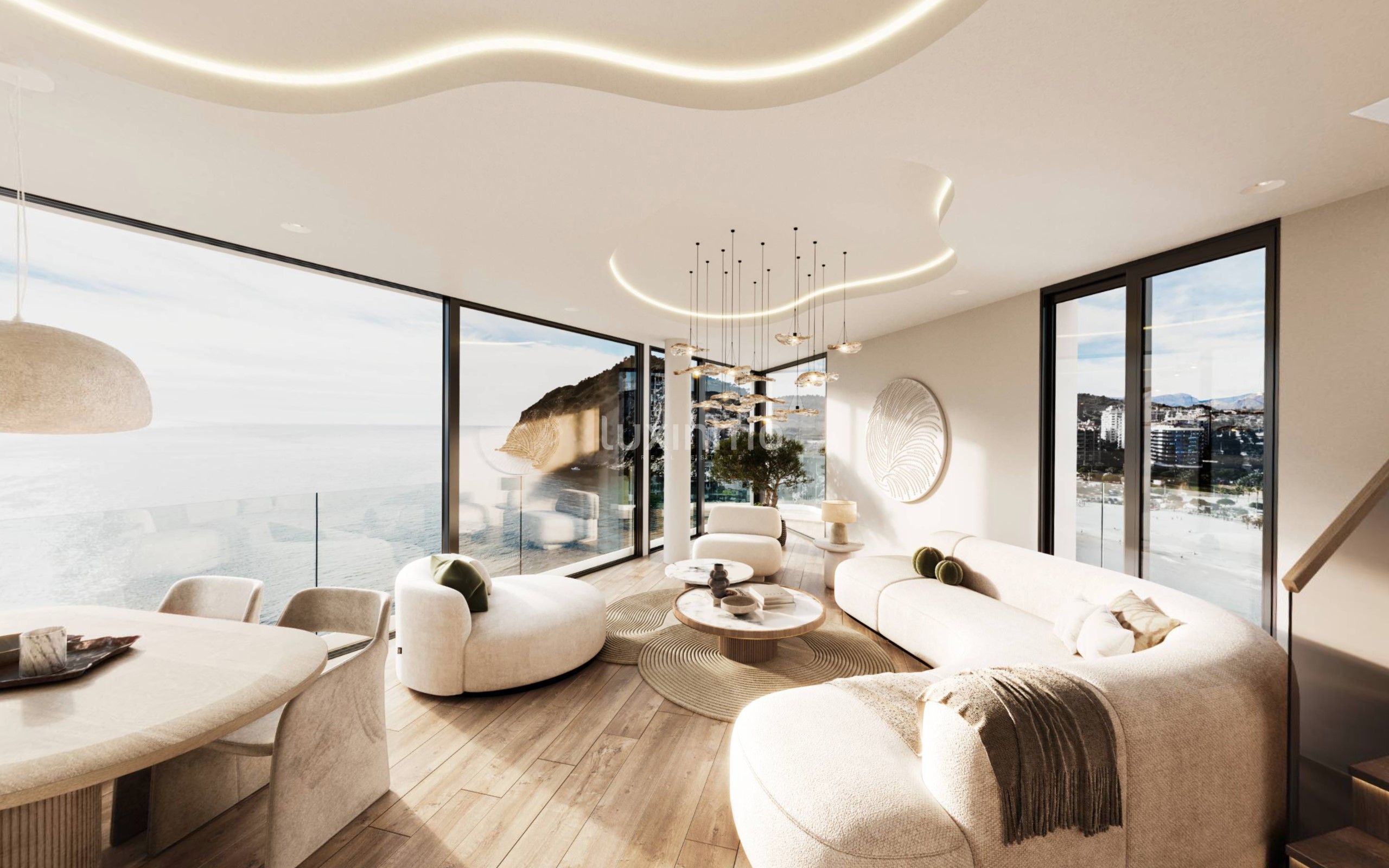 Sala d'estar de Pis en venda en Finestrat amb Aire condicionat, Calefacció i Jardí privat