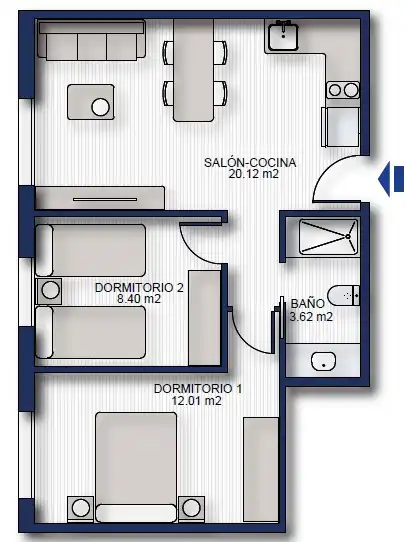 Schlafzimmer von Wohnungen zur Miete in Fuengirola mit Klimaanlage, Ofen und Waschmaschine