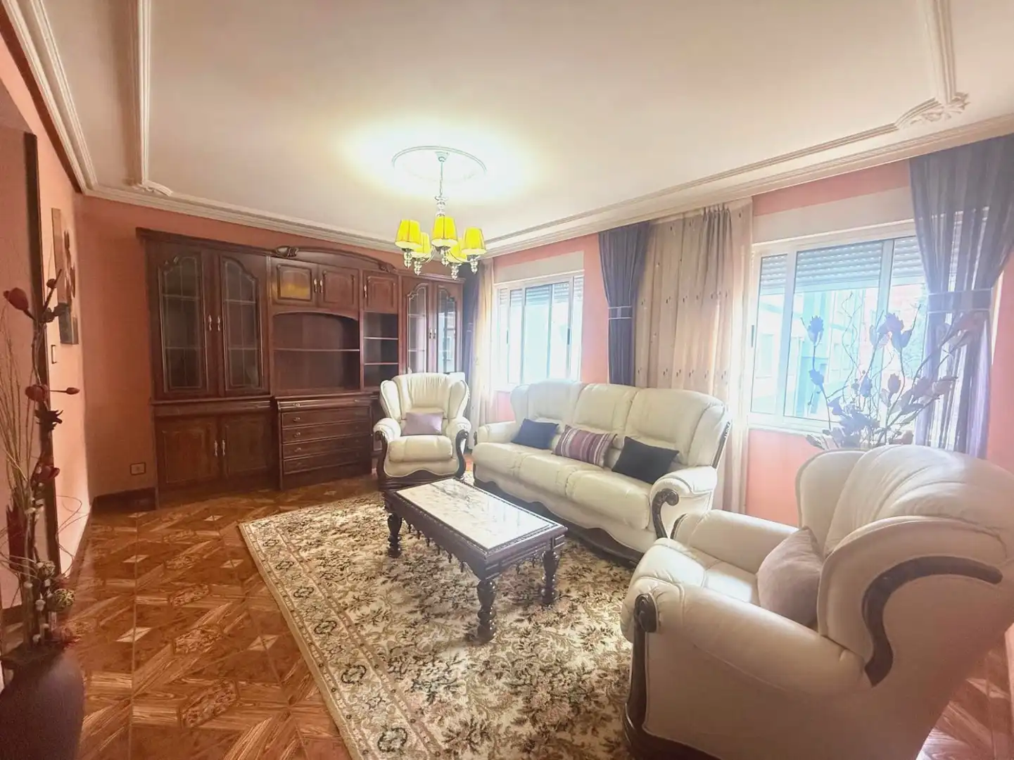 Living room of Flat for sale in Avilés  with Private garden, Parquet flooring and Furnished