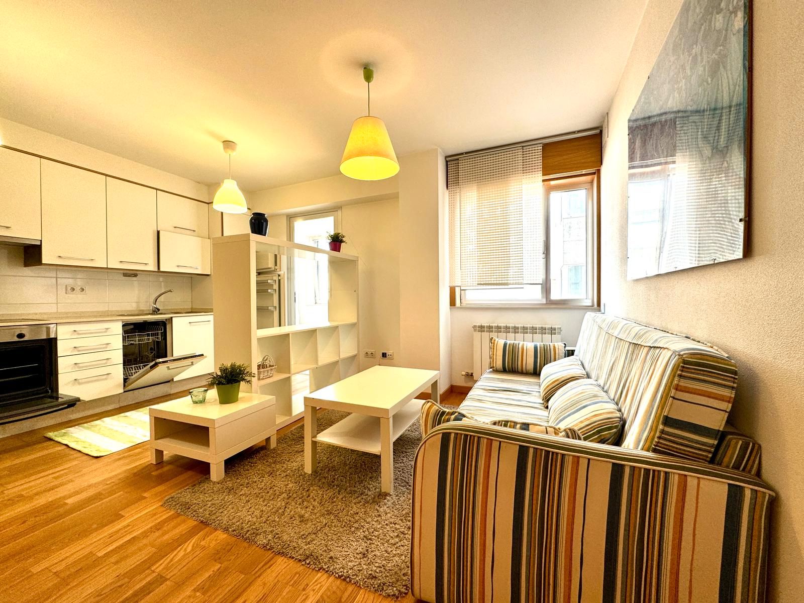 Living room of Apartment to rent in Santiago de Compostela   with Heating, Parquet flooring and Furnished