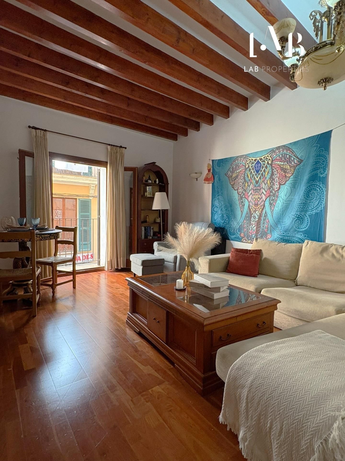 Living room of Flat for sale in  Palma de Mallorca  with Parquet flooring, Terrace and Storage room