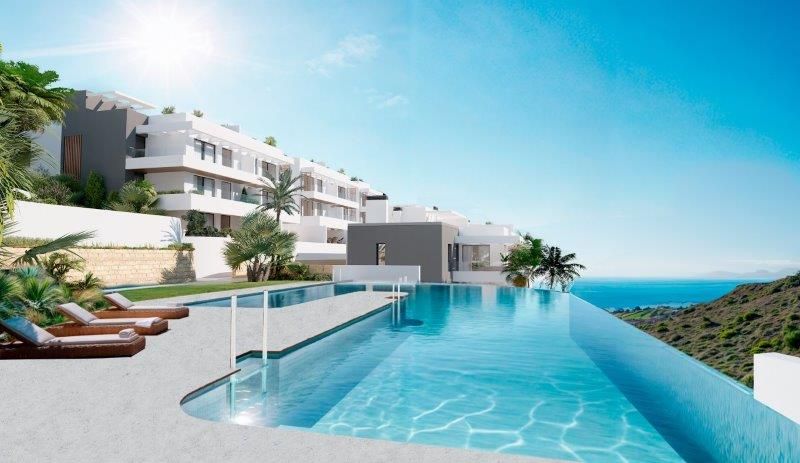 Swimming pool of Flat for sale in Manilva  with Air Conditioner, Heating and Private garden