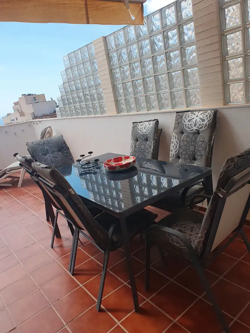 Terraza de Casa adosada de alquiler en Roquetas de Mar con Aire acondicionado, Calefacción y Parquet