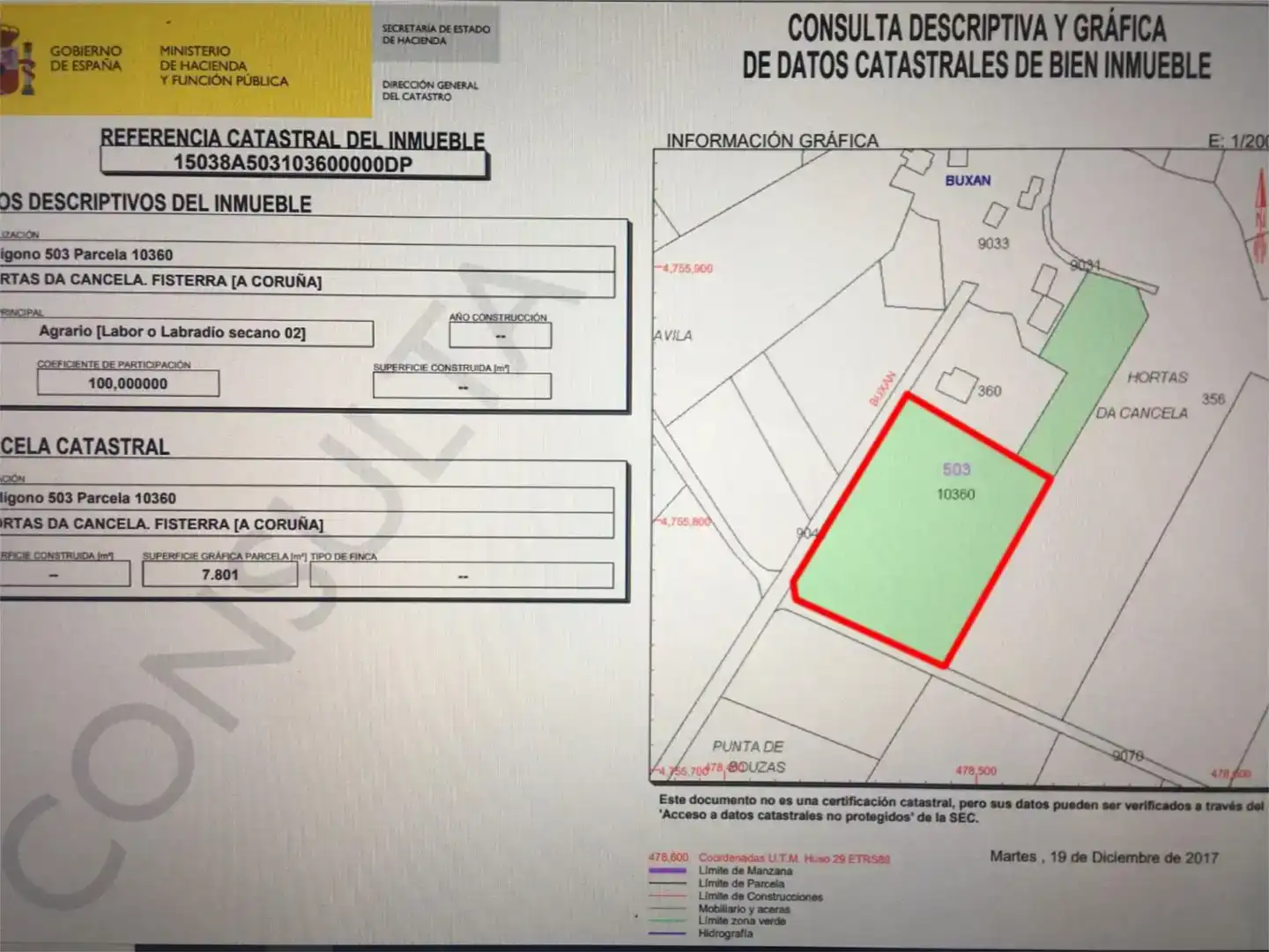 Land for sale in Fisterra