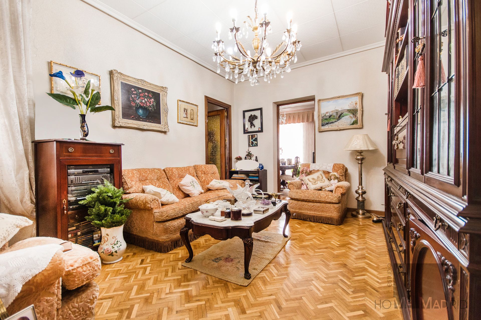 Sala d'estar de Pis en venda en  Madrid Capital amb Aire condicionat, Calefacció i Parquet