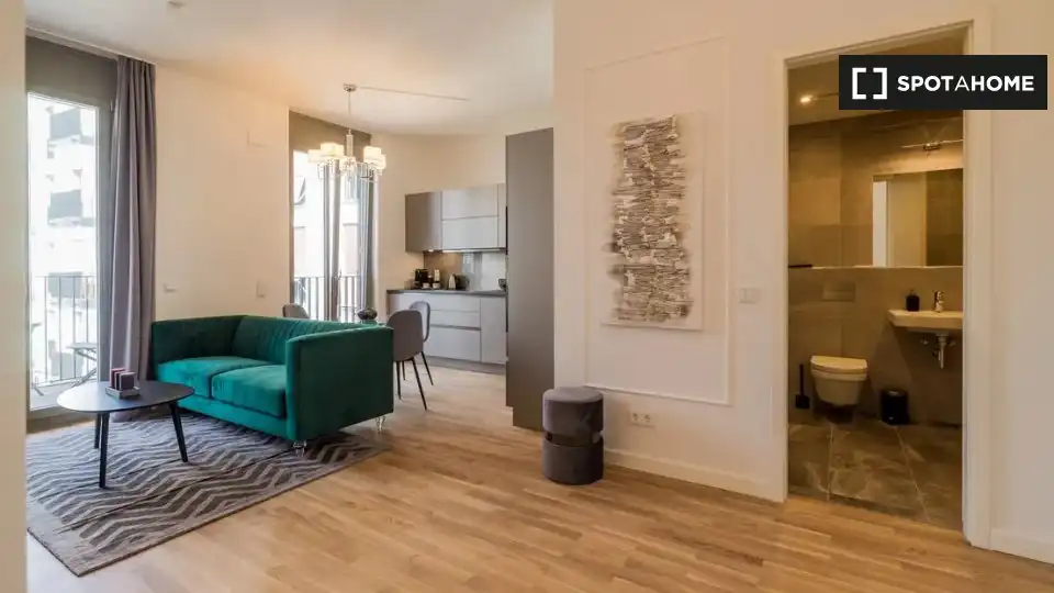 Sala d'estar de Apartament per a compartir en Nuñomoral amb Aire condicionat, Terrassa i Moblat
