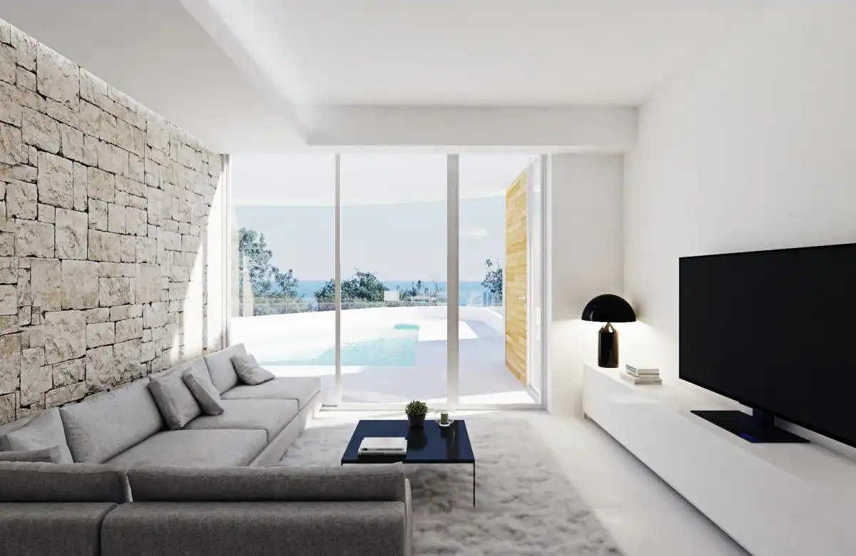 Sala d'estar de Casa o xalet en venda en Calpe / Calp amb Jardí privat i Piscina