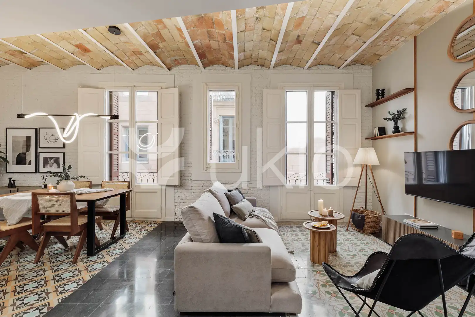 Living room of Apartments for rent in Barcelona  with Air Conditioner, Heating and Furnished