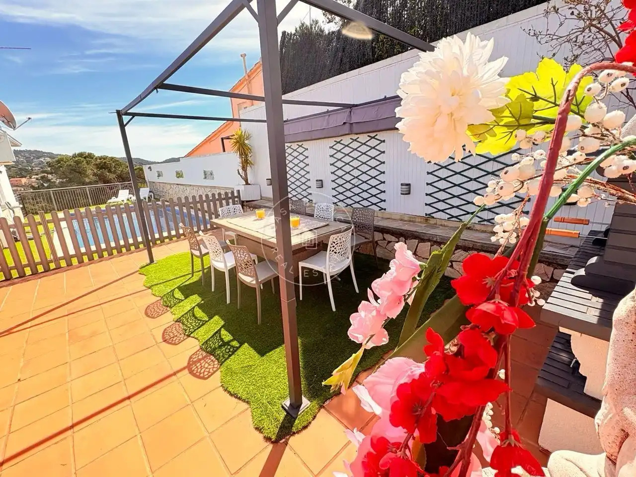Terrassa de Casa o xalet en venda en Vidreres amb Aire condicionat, Jardí privat i Piscina