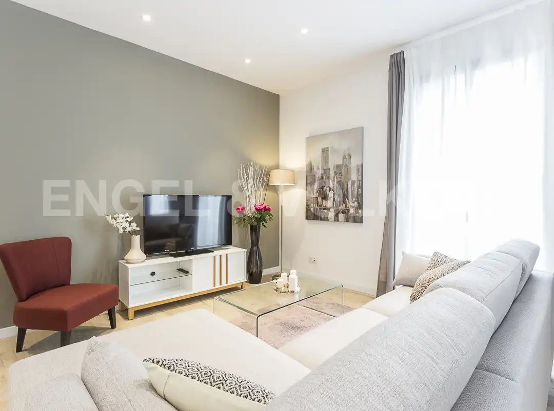 Living room of Flat for rent in Barcelona  with Air Conditioner, Heating and Furnished