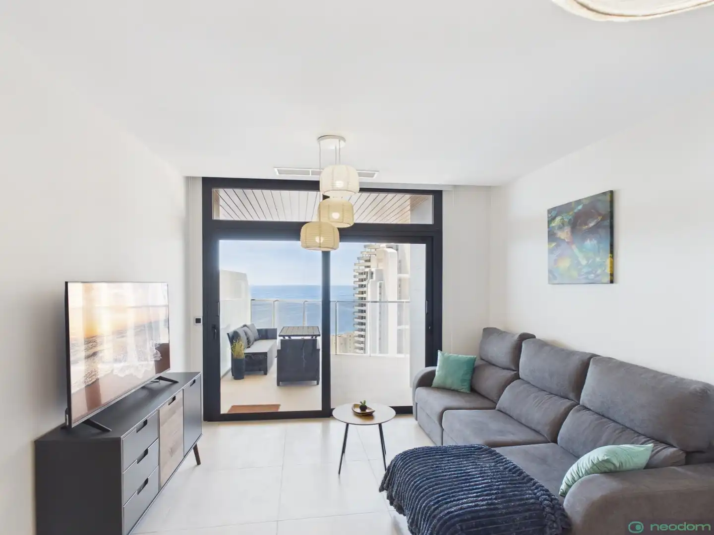 Wohnzimmer von Wohnung zur Miete in Benidorm mit Klimaanlage, Heizung und Terrasse