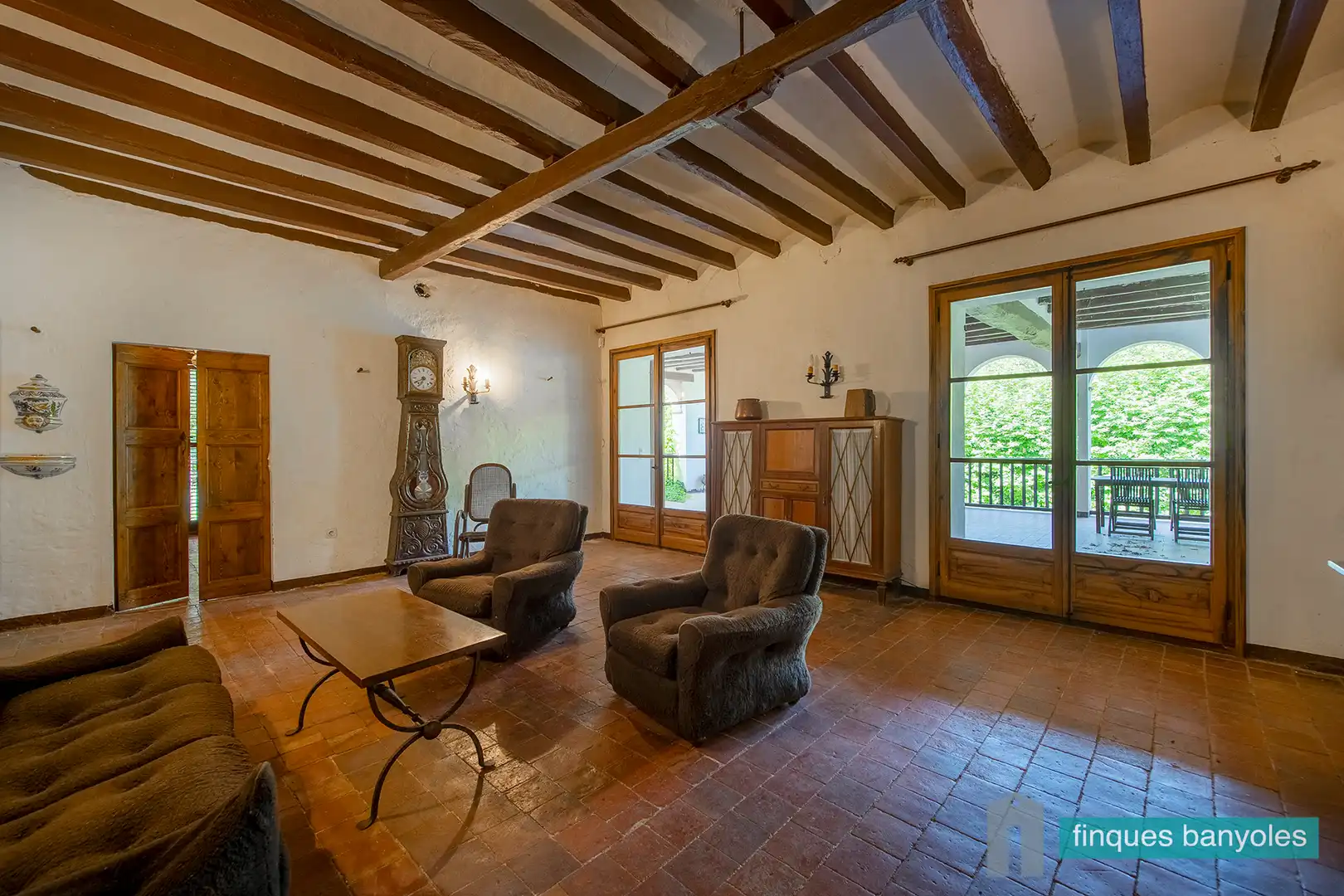 Sala d'estar de Finca rústica en venda en Les Preses amb Calefacció, Jardí privat i Terrassa