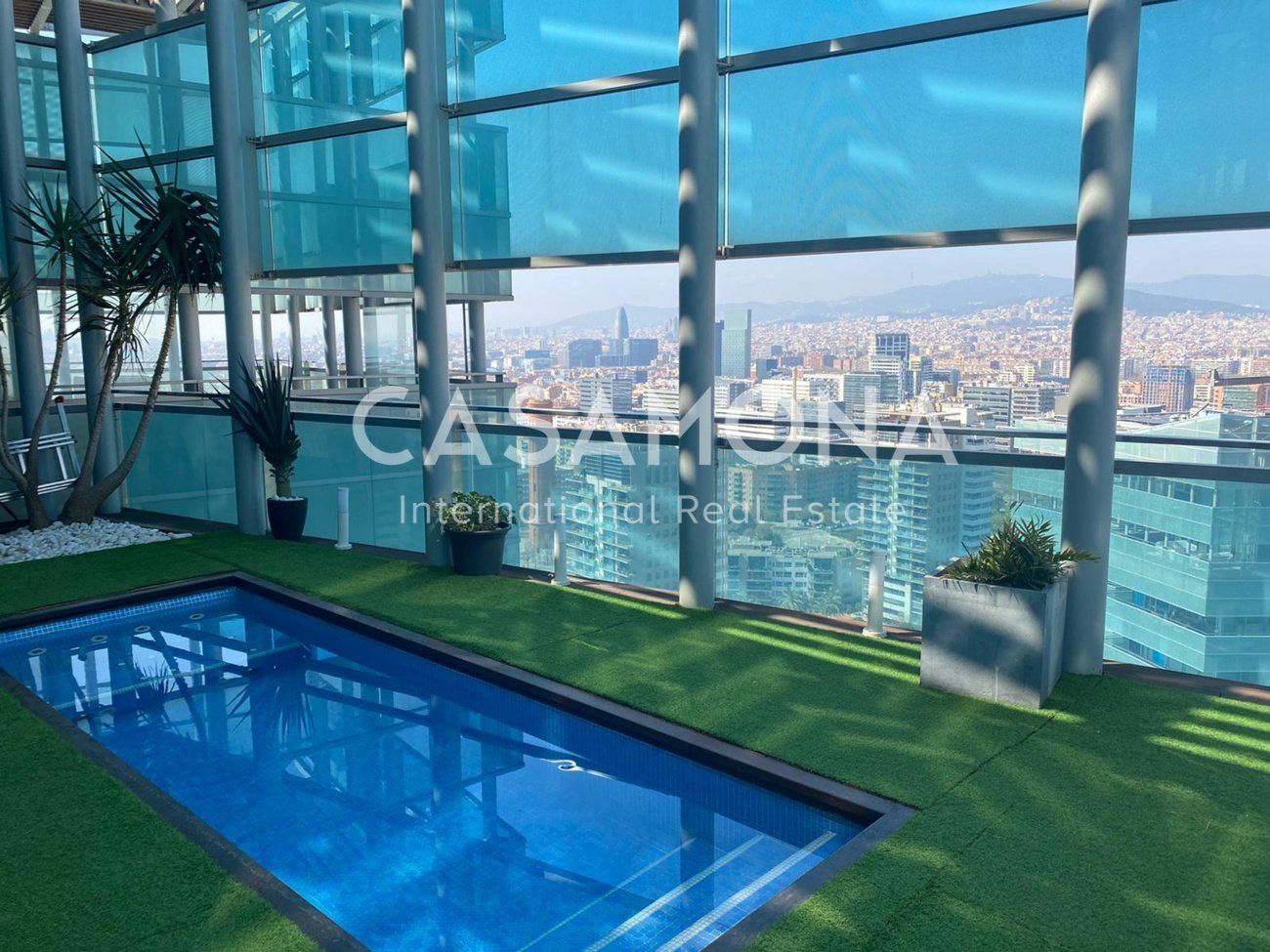 Swimming pool of Attic for sale in  Barcelona Capital  with Heating, Terrace and Storage room