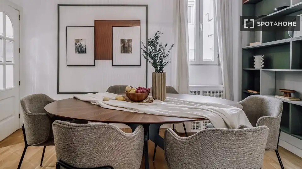 Dining room of Apartments for share in Madrid  with Air Conditioner, Terrace and Furnished
