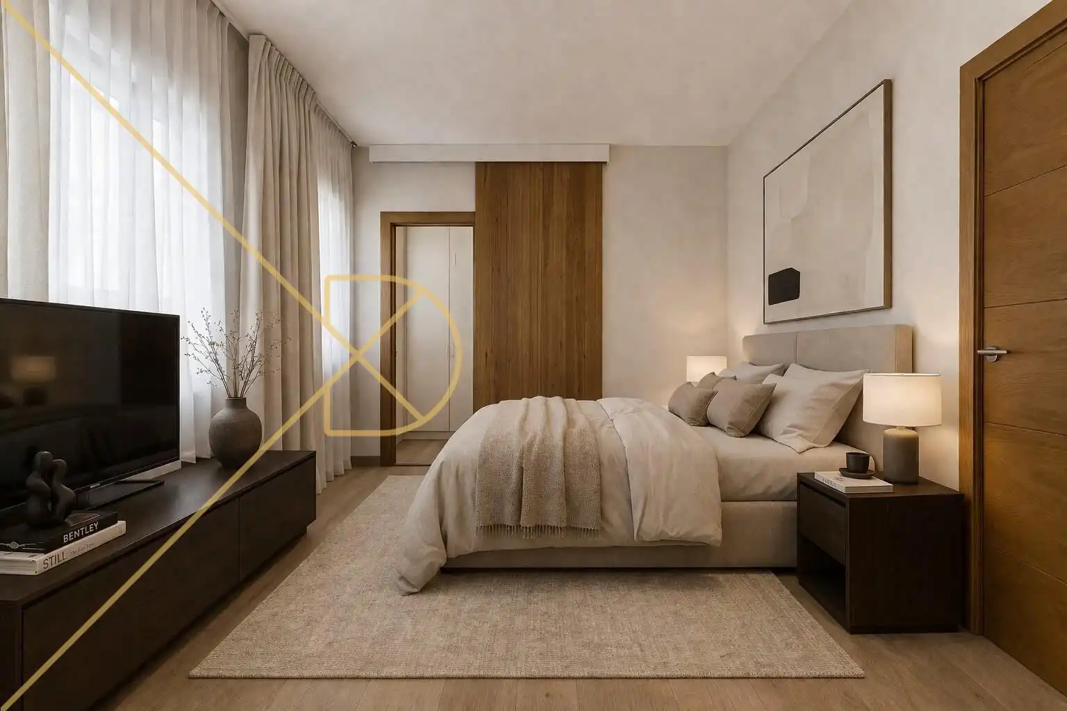 Schlafzimmer von Wohnung zum Verkauf in Barcelona mit Heizung, Privatgarten und Parkett