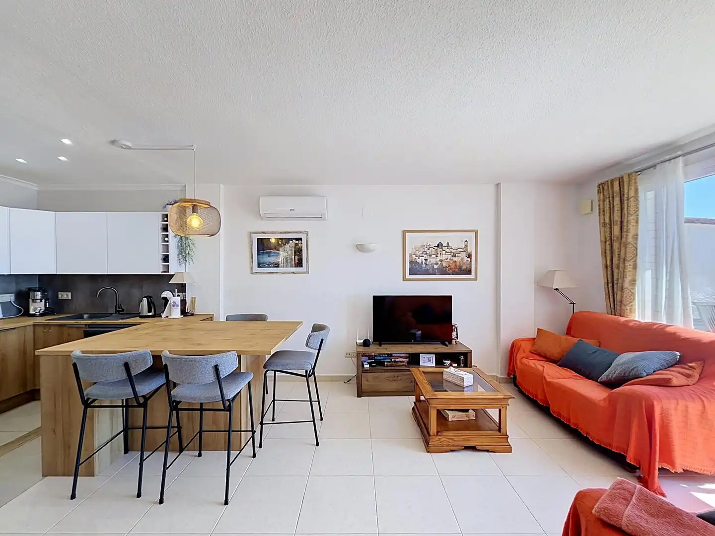 Sala de estar de Apartamento en venta en Benitachell / El Poble Nou de Benitatxell con Aire acondicionado, Calefacción y Terraza